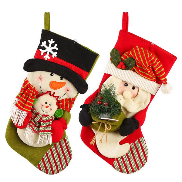 Christmas Ornament Knitted Socks Gift Candy Bag Christmas Tree Hanging Decorations