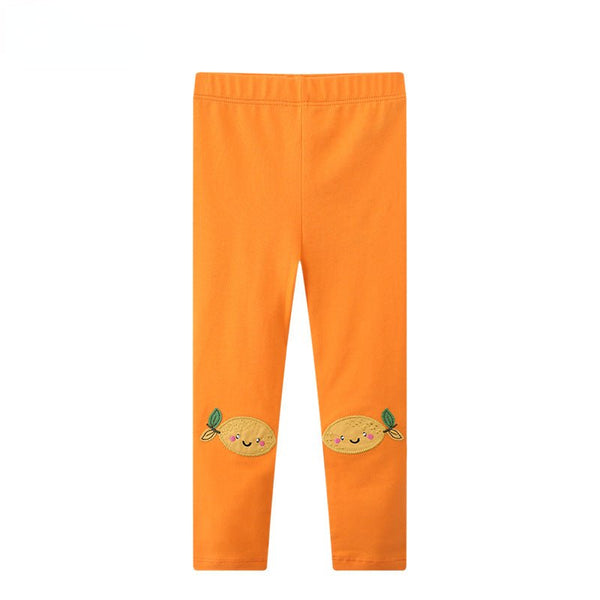 Toddler/Kid Girl's Orange Leggings with Lemon Design