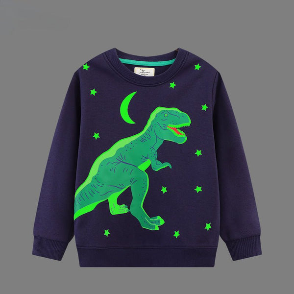 Toddler/Kid Boy's Glow in the Dark Dinosaur Print Sweatshirt