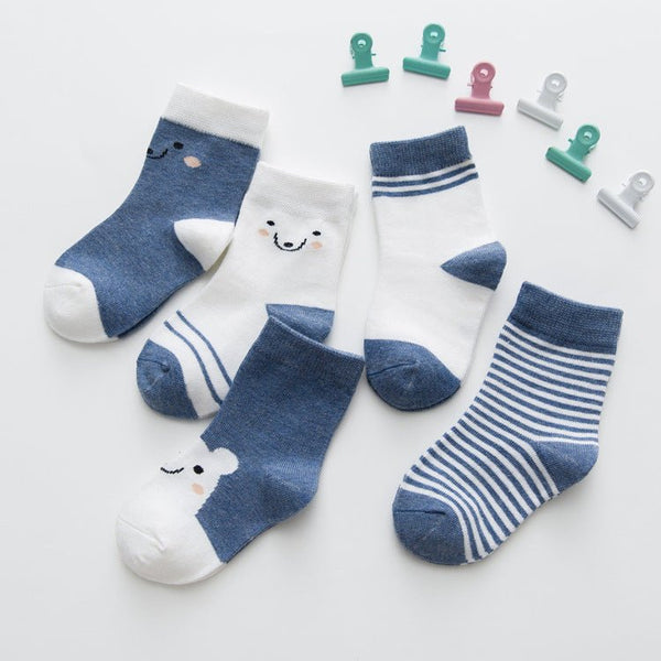 5 Pack Cartoon Bear Socks (4 Colors)