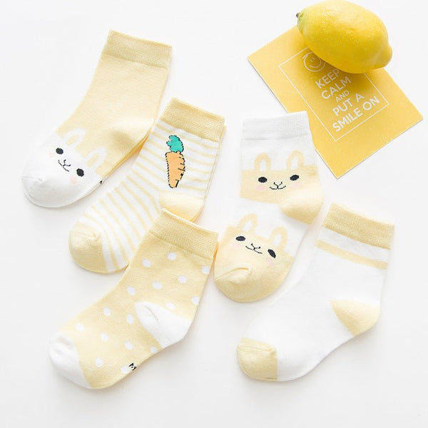 5-Pack Cartoon Bunny Socks (5 Colors)