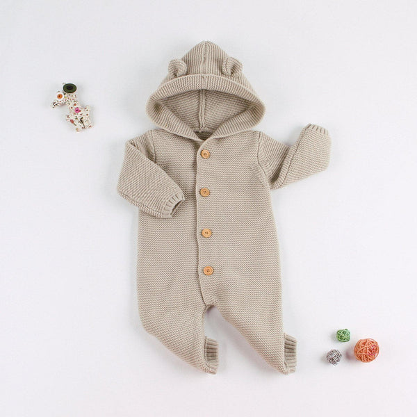 Baby Premium Knit Sweater Jumpsuit with Hood