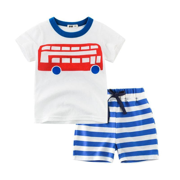 Toddler Boys Cartoon Bus and Plane Fashion Sets