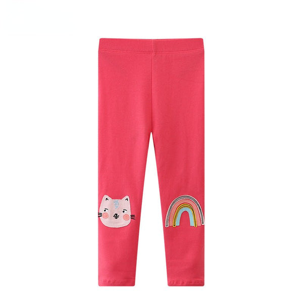 Toddler/Kid Girl Cat + Rainbow Patch Leggings