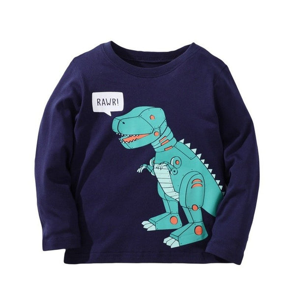 Boy's Long Sleeve Dinosaur Print T-shirt