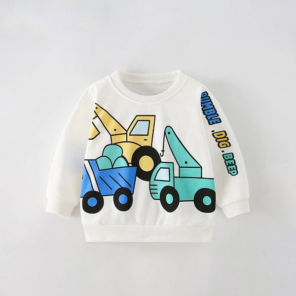 Toddler/Kid Boy Colorful Excavator Prints Sweatshirt