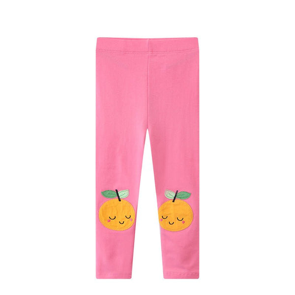 Toddler/Kid Girl's Orange Fruit Design Pink Leggings