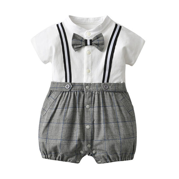Baby Boy Suspender Shorts + Bow Tie Suit Short/Long Sleeve Jumpsuit
