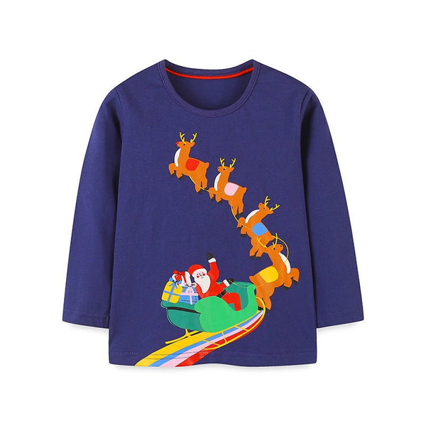 Toddler/Kid's Long Sleeve Santa Christmas T-shirt