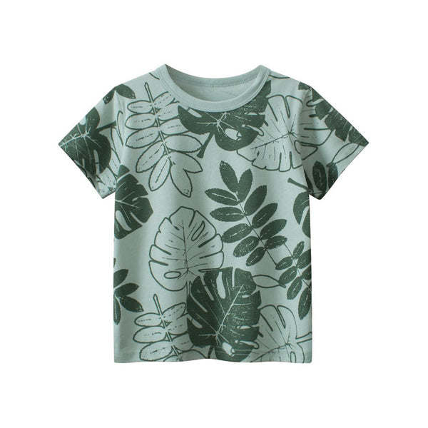Toddler/Kid's Green Leaf Print Design T-Shirt