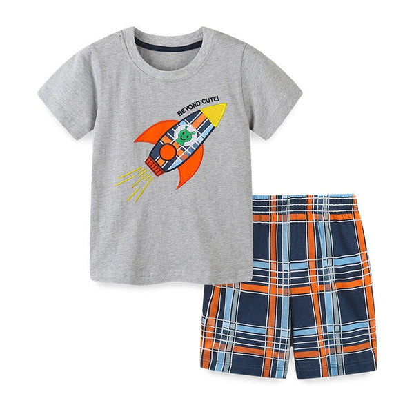 Toddler Boy's Rocket Print T-shirt with Shorts Set