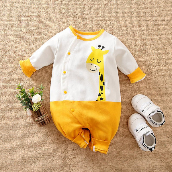 Baby's Giraffe Print Long Sleeve Jumpsuit (2 colors)