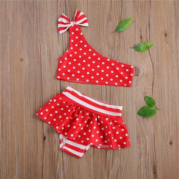 Premium Baby Girl's Polka Dots Two-piece Swimsuit