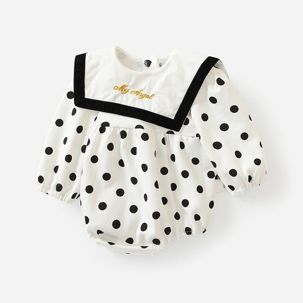 Baby Girl "My Angel" Embroidery Polka Dot Print Onesie