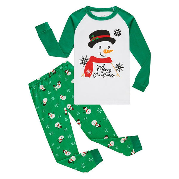 Toddler/Kid's Christmas Snowman Print Long Sleeve Pajama Set