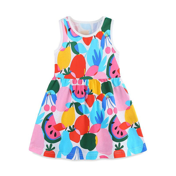 Toddler/Kid Girl's Colorful Fruit Print Design Dress