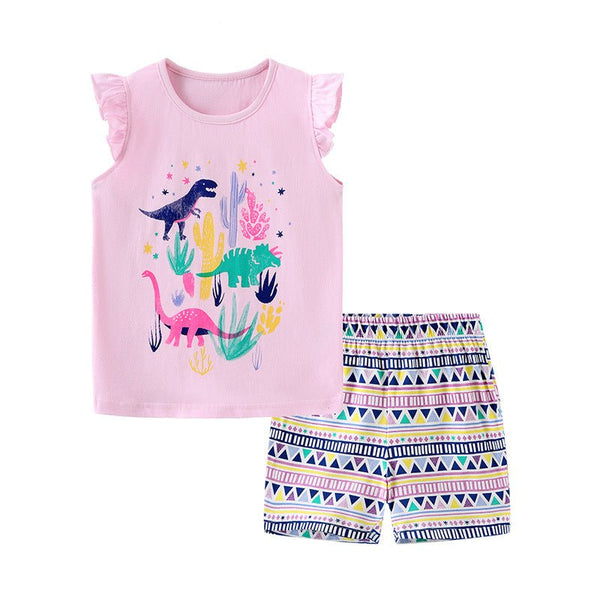 Toddler/Kid Girl's Dinosaur Design T-shirt with Shorts Set