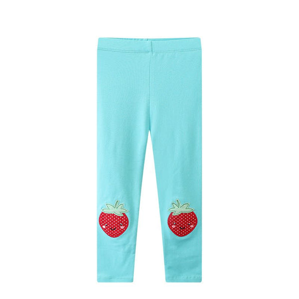 Toddler/Kid Girl's Blue Leggings with Strawberry Design