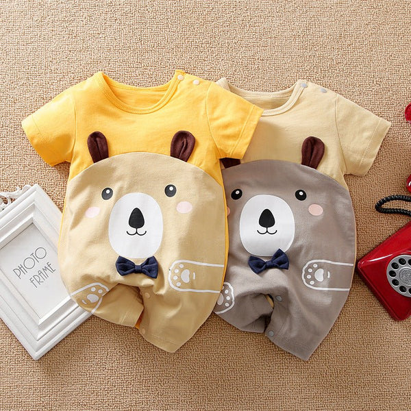 Baby Bear Design Short Sleeve Jumpsuit (2 Colors)