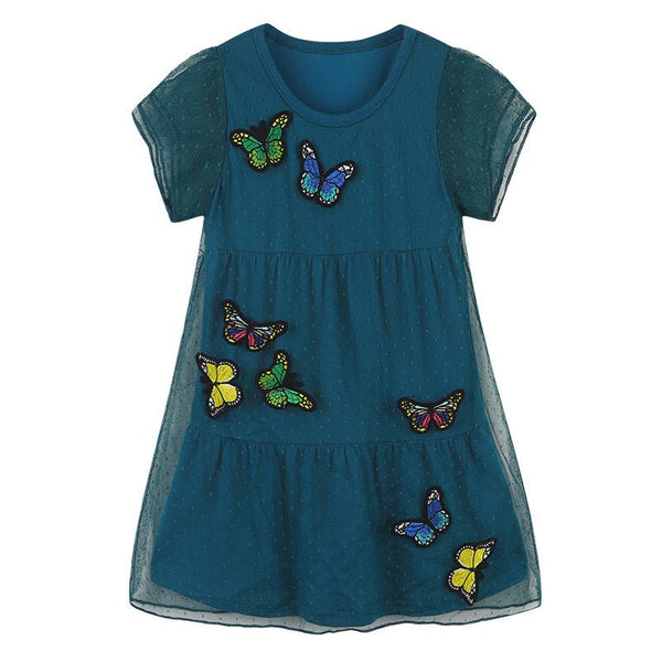 Toddler/Kid Girl's Embroidery Butterfly Print Dress