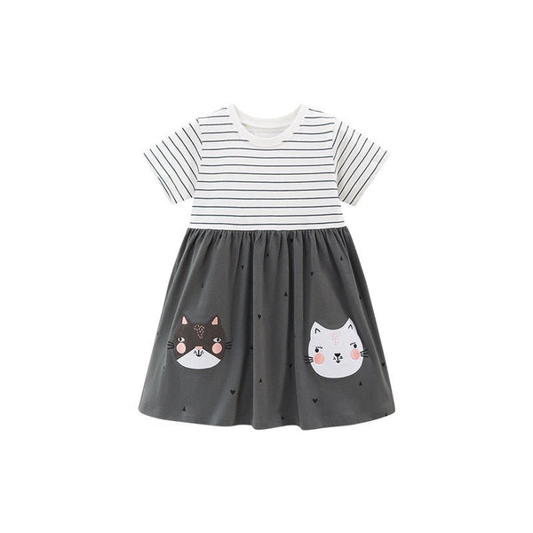 Toddler/Kid Girl's Cartoon Character Kitten Face Symbol Design Dress