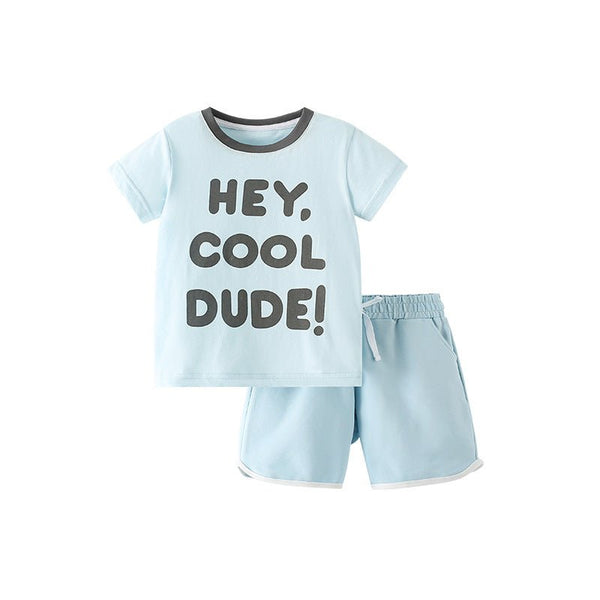 Toddler/Kid "Hey, Cool Dude" Casual T-shirt & Shorts Set
