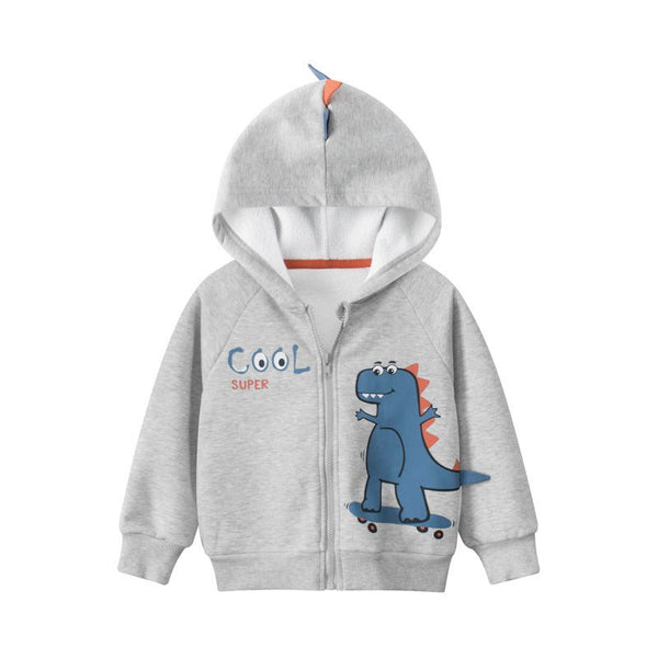 Toddler/Kid Boy's 3D Dinosaur Design Gray Jacket