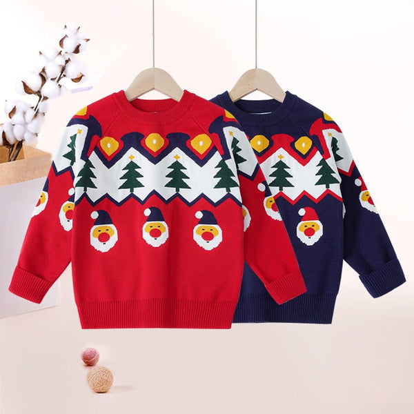 Toddler/Kid Santa and Christmas Tree Prints Holiday Sweater
