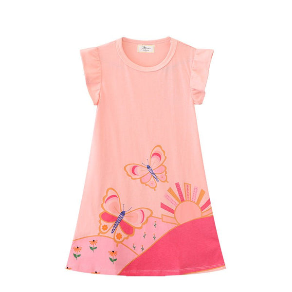 Toddler/Kid Girl Butterfly Design Pink Dress