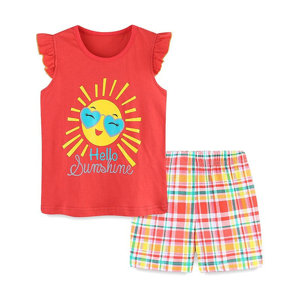 Toddler/Kid Girl's Summer Red Top with Shorts Set