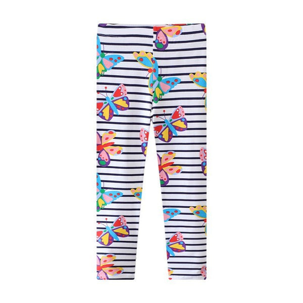 Toddler/Kid Girl's Colorful Butterfly Print Stripes Leggings