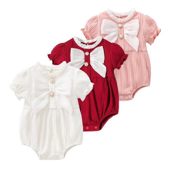 Baby Girl Adorable Bow Short/Long Sleeve Onesie (3 Colors)