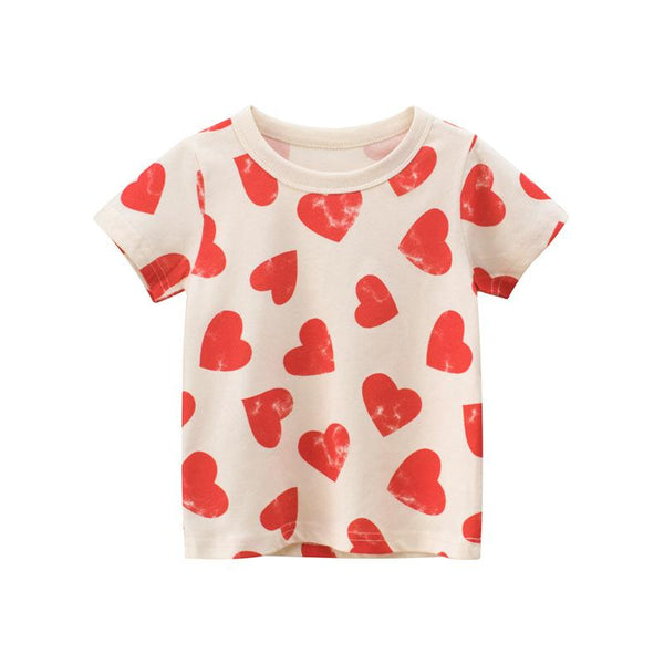 Toddler/Kid Girl Red Hearts Print T-shirt