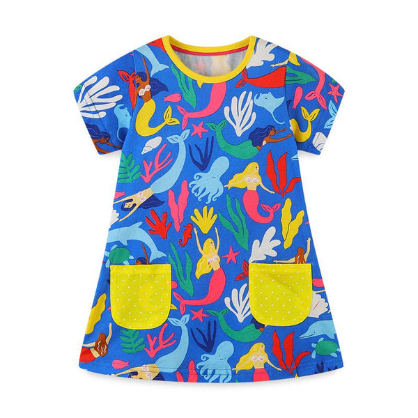 Toddler/Kid Girl's Mermaid Design Short Sleeve Dress