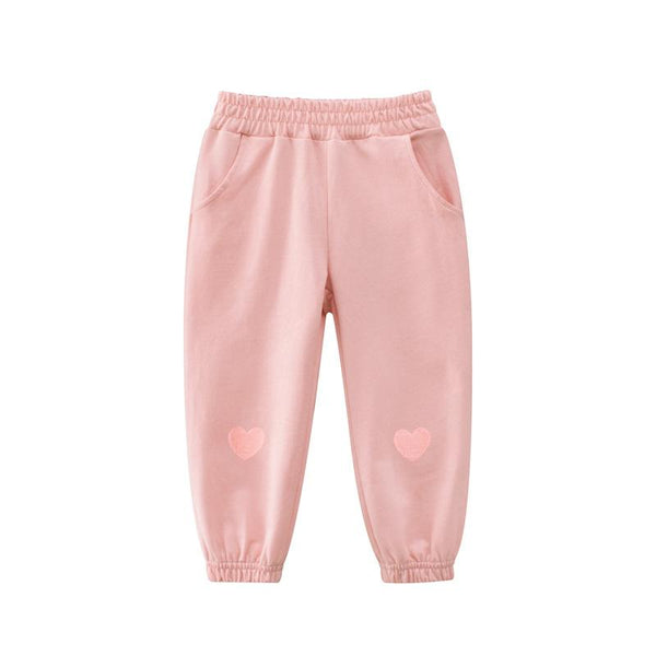 Toddler Girl's Embroidery Heart Print Pants