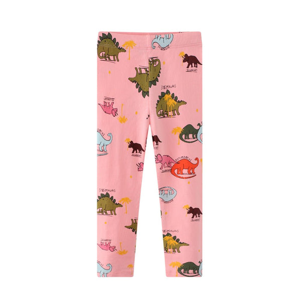 Toddller Girl's Dinosaur Print Pink Leggings