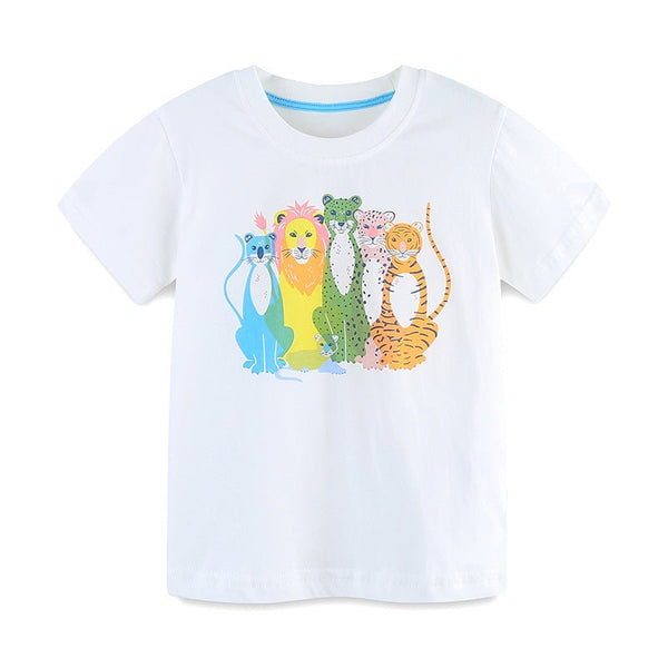 Toddler/Kid's White Tee with Animal Print Design