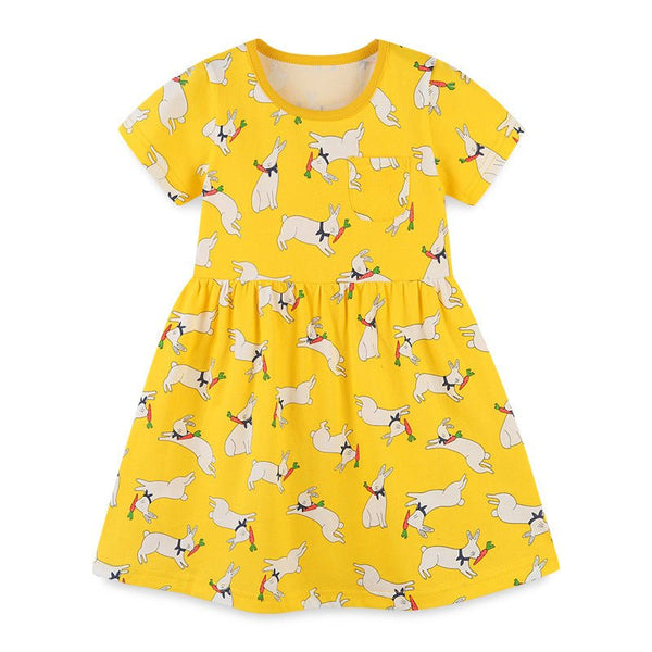Toddler/Kid Girl's Allover Bunny Print Dress for Summer