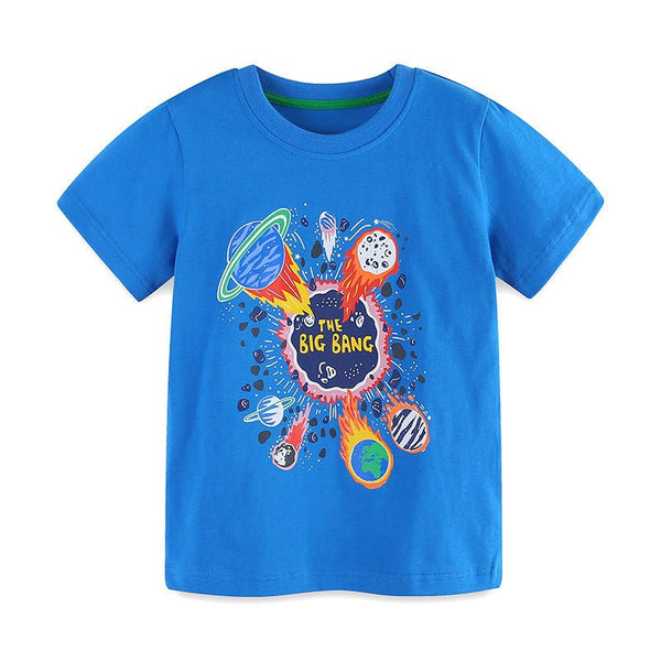 Toddler/Kid's Short Sleeve Summer Blue Cotton Tee