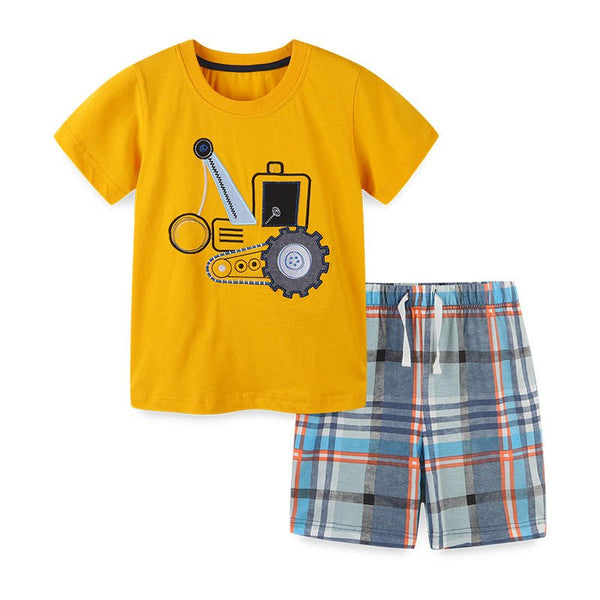 Toddler Excavator Print T-shirt with Shorts Set