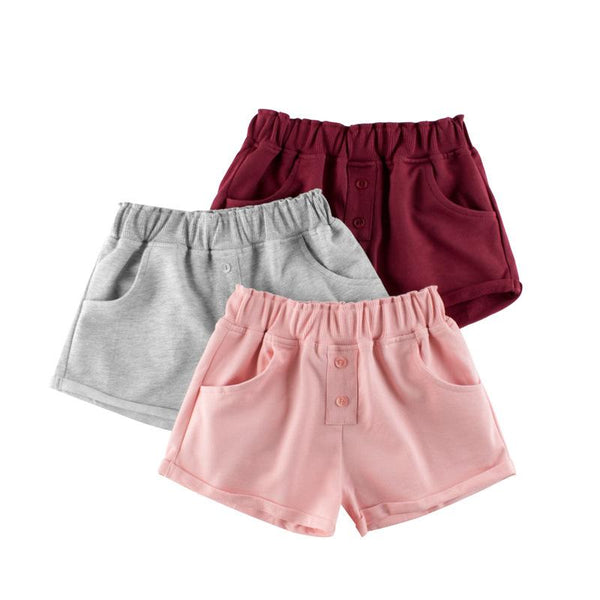 Toddler/Kid Girl Premium Cotton Solid Color Shorts (3 Colors)