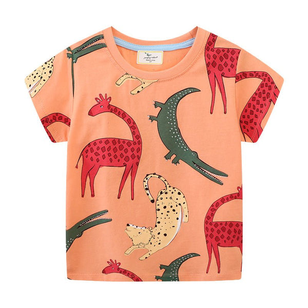 Toddler/Kid Boy's Animal Print Design Orange Color T-shirt