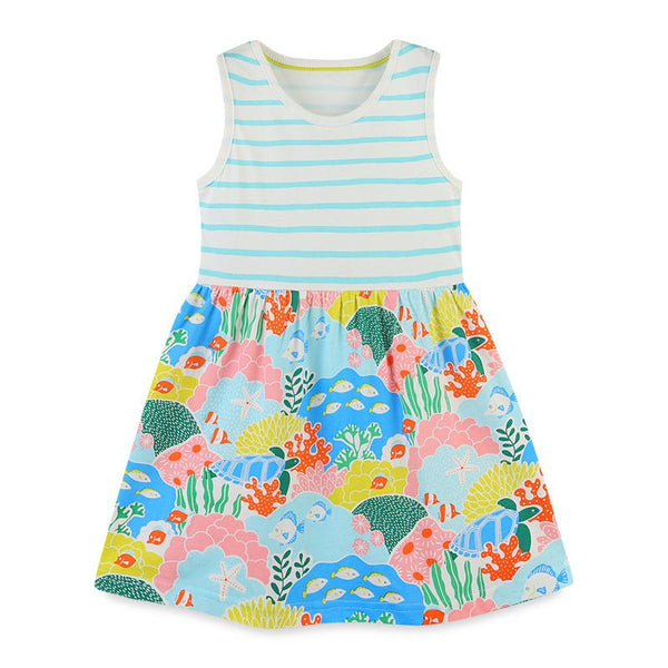 Toddler/Kid Girl's Sleeveless Blue Striped Dress
