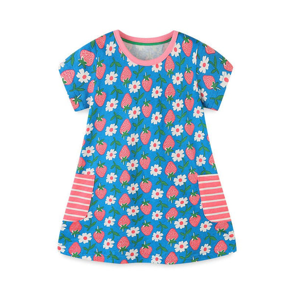 Toddler/Kid Girl's Strawberry with Flower Pattern Design Dress
