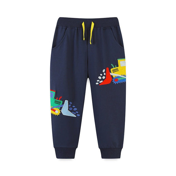 Toddler/Kid Boy Construction Truck Embroideries Casual Pants