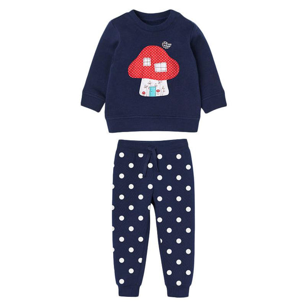 Toddler Girl's Cartoon Print Sweatshirt with Pants Set