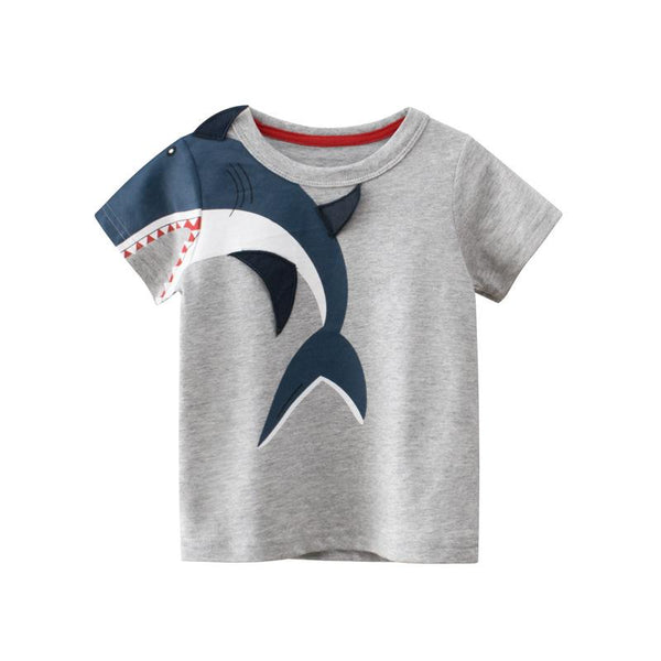 Short Sleeve 3D Shark Pattern T-shirt for Boys