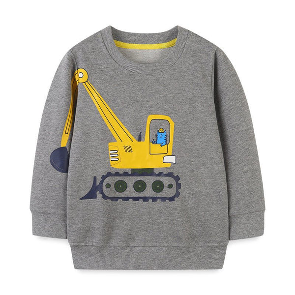 Toddler/Kid Boy's Gray Sweatshirt with Vehicle Design