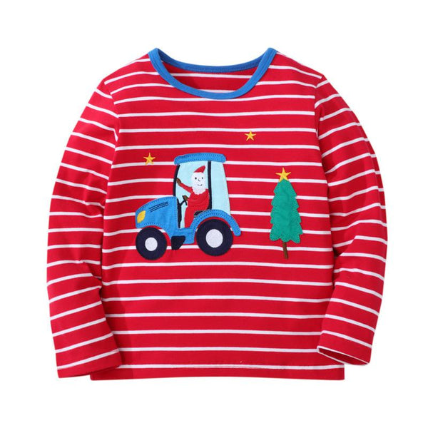 Toddler/Kid Boy Santa + Christmas Tree Long Sleeve Shirt