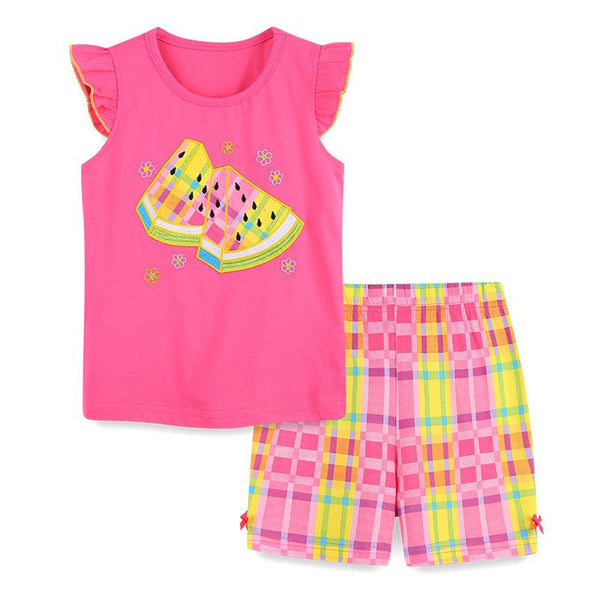 Girl's Watermelon Print T-shirt and Shorts Set